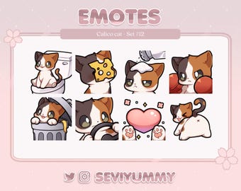 Set #12 Calico Cat Emotes (Twitch/Discord) - Kawaii - Kitty - Neko