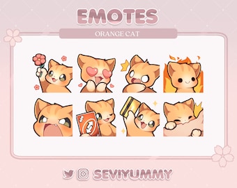 Conjunto n.° 4 de emoticones de gato naranja (Twitch/Discord): Kawaii, gatito, neko