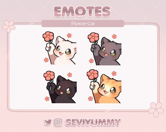 Flower cat emote (Twitch/Discord) - Kawaii - Kitty - Neko - Cute