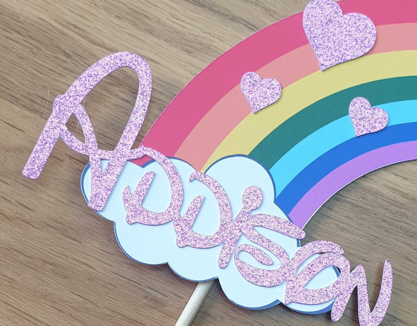 unicorn cake topper rainbow cake topper unicorn and hearts etsy