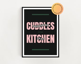 Arctic Monkeys knuffels in keuken print | Indierockmuziekposter (A5, A4 A3)