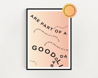 Buena vida / Arte de pared / Póster / Lámina / A5 A4 A3 / Frase positiva / Decoración del hogar / Regalo