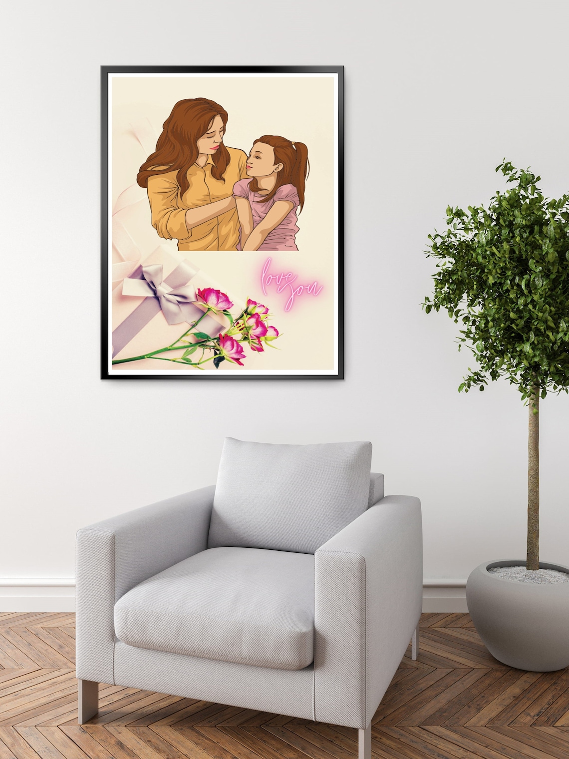 Mother and Daughter Wall Art, Mom and Daughter Personalized Print, Mothers Day Gift Idea