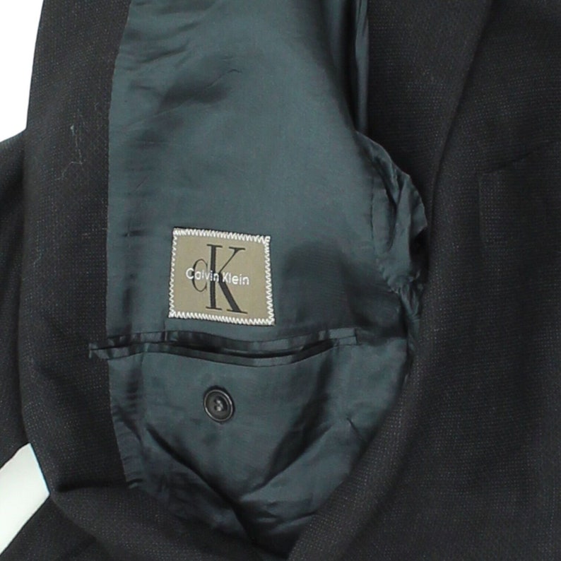 Calvin Klein Mens Black 3 Button Wool Blazer Jacket Vintage Designer ...
