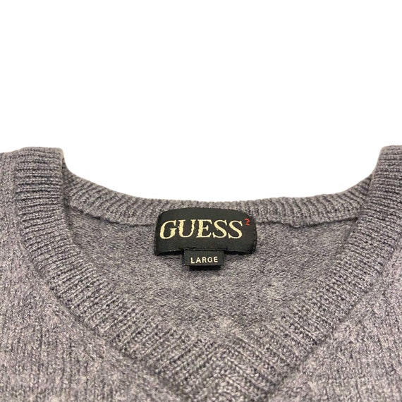 Sueter con cuello en V para mujer Guess Sueter gris de disenador de gama alta vintage Prendas de punto VTG Etsy Espana