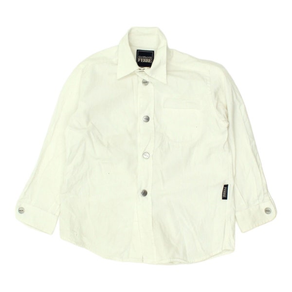 Gianfranco Ferre Boys White Snap Popper Shirt | Vintage High End Kids Designer