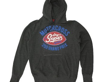 Superdry Motorcross Herren Grau Pullover Logo Hoodie | Vintage Designer Hoody VTG