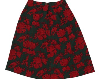 Yves Saint Laurent Damen Rot Grün A Line Rock | Vintage High End Designer VTG