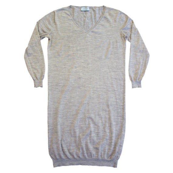Prada Long Sleeve V Neck Dress | Vintage Italian L