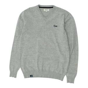 Diesel Mens Grey V Neck Knit Jumper | Vintage High End Designer Sweater VTG