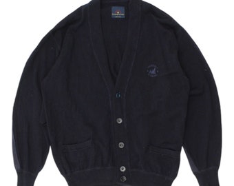 Ermenegildo Zegna Mens Navy Cardigan | Vintage High End Designer Sweater VTG