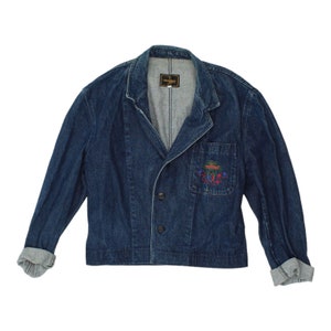 Vintage TRUSSARDI 90s Denim Jeans Jacket Cropped Size 38 / S