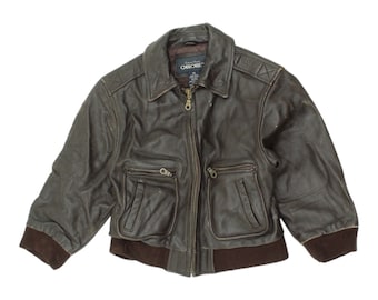 Cherokee Boys Dark Brown Leather Biker Jacket | Vintage Kids Designer VTG