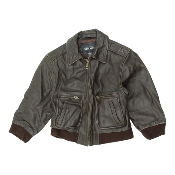 Cherokee Boys Dark Brown Leather Biker Jacket | V… - image 1