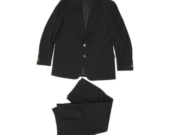 Pierre Cardin Herren Schwarzer 2-teiliger Anzug | Vintage Blazer Jacke Hose Designer