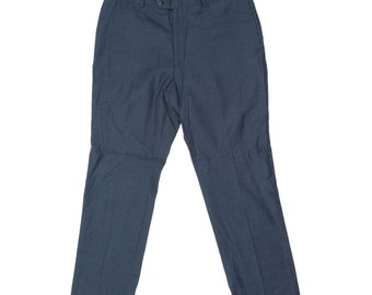 Tommy Hilfiger Blauwe wollen pantalon voor heren | Vintage designer geklede broek VTG