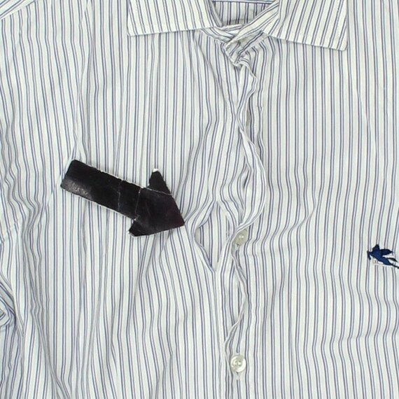 Etro Mens Blue White Striped Spread Collar Shirt … - image 5