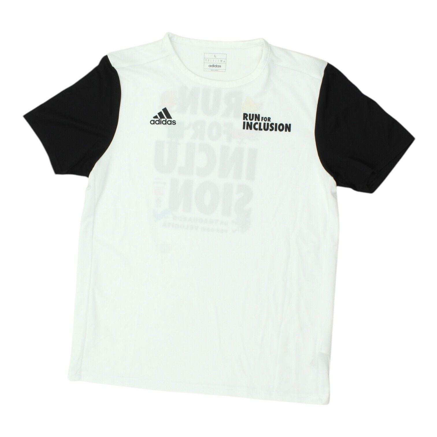Adidas Mens White Tshirt | Run For Inclusion Crew Neck Running Short Sleeve