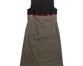 Missoni Wool Shift Dress | Vintage High End Luxury Designer Grey Brown IT44 VTG