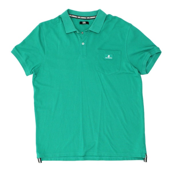 Karl Lagerfeld Mens Green Polo Shirt | Vintage Luxury High End Designer Top VTG