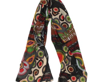 Vintage Womens Colourful Funky Patterned Lightweight Scarf | High End Luxury VTG