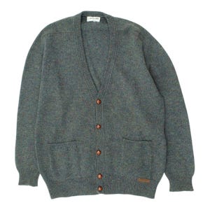 Pierre Cardin Grey Jumper | Vintage Mens Designer Button Knit V-Neck Sweater