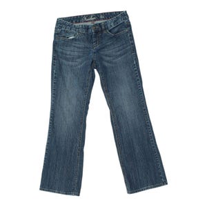 Jean bootcut bleu Freedom | Pantalon en denim de créateur décontracté vintage pour femmes