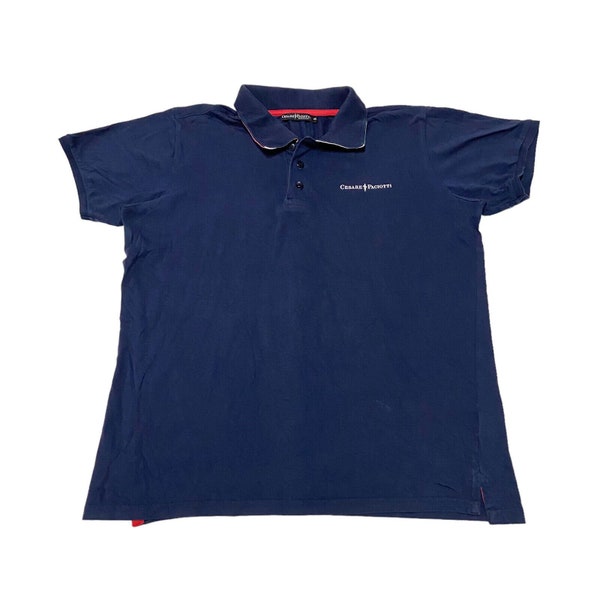 Cesare Paciotti Beachwear Polo Shirt | Vintage Designer XL Navy Blue VTG