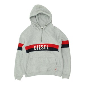 Sudadera con capucha gris Diesel para hombre / Sudadera con capucha deportiva informal con media cremallera y diseño vintage