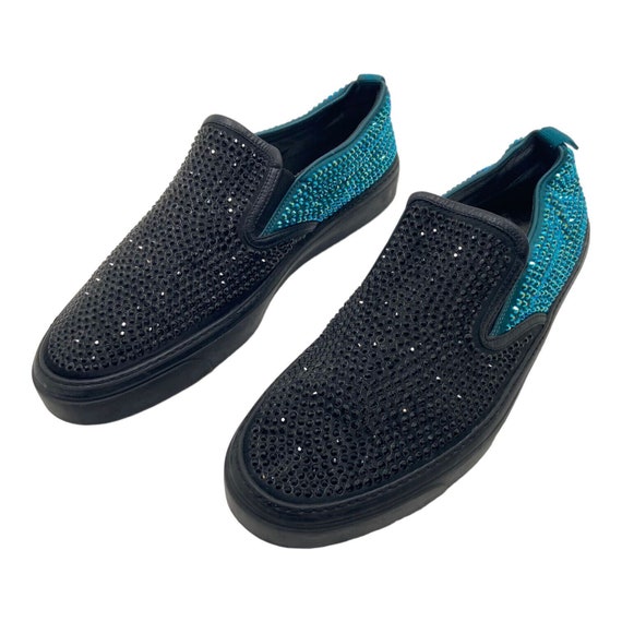 Gucci Mens Black Blue Diamante Slip on Flat Shoes Vintage High End Designer Etsy Canada