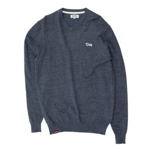 Diesel Mens Blue Grey V Neck Knit Sweater | Vintage Casual Designer Jumper VTG