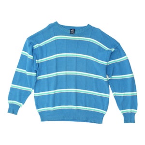 Gant Mens Blue Knit Cotton Crew Neck Jumper | Vintage Designer Sweater Blue VTG