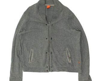 Cardigan Hugo Boss Gris Full Zip Bomber pour Homme | Pull de créateur vintage