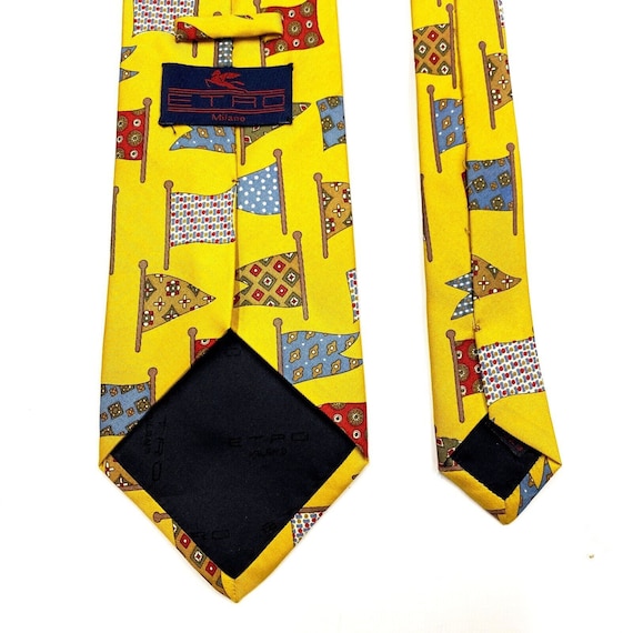 Etro Flag Pattern Silk Tie | Vintage Luxury High … - image 1