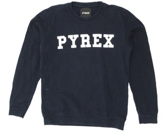 Pyrex Herren Navy Spell Out-Logo Rundhals-Sweatshirt | Lässiger Designer Pullover VTG