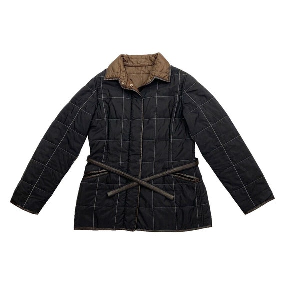 Fay Womens Quilted Zip Coat Vintage High End Designer Belt Jacket