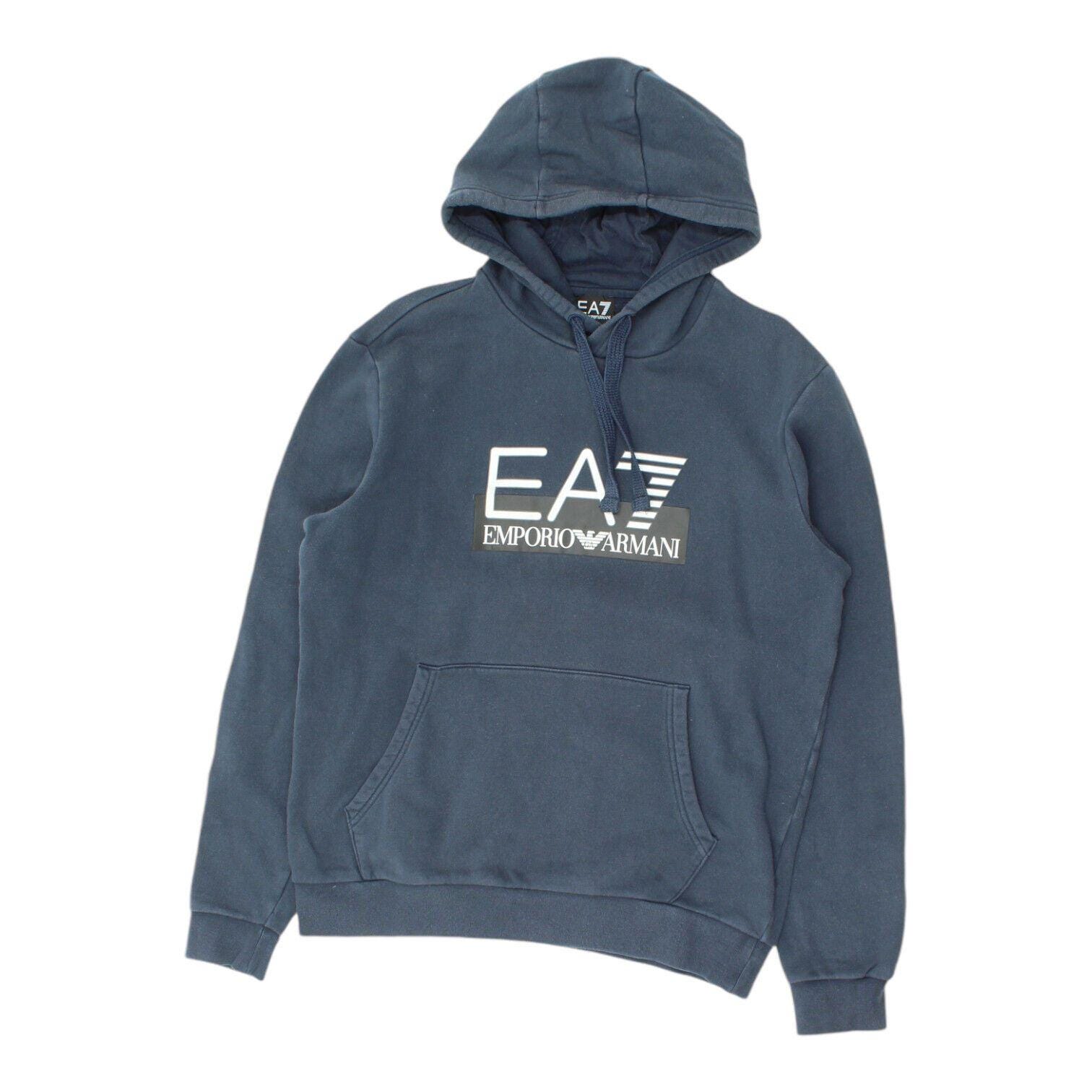 EA7 Emporio Armani Mens Blue Pullover Hoodie Vintage Designer Hoody VTG Etsy