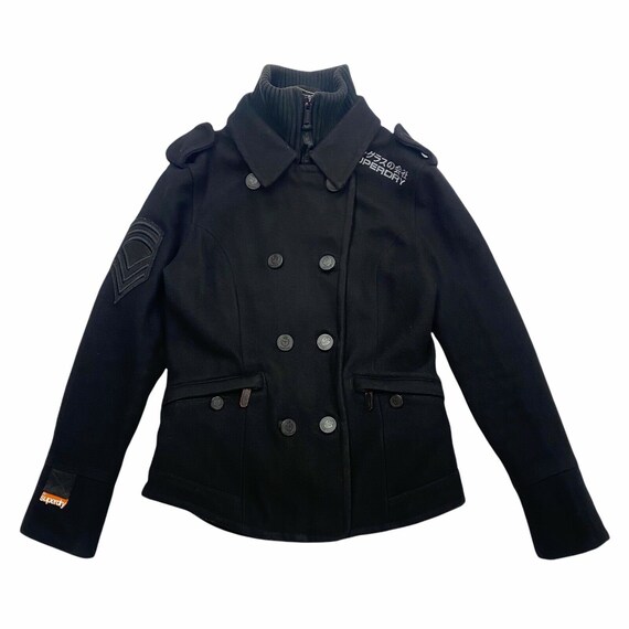 superdry navy label coat