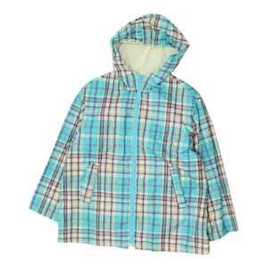 United Colors Of Benetton Womens Blue Check Hooded Jacket | Vintage Designer VTG