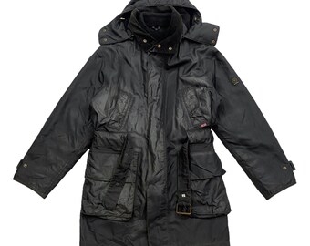 Belstaff Black Prince Lined Weatherproof Waxed Coat | Vintage Designer Black Vtg