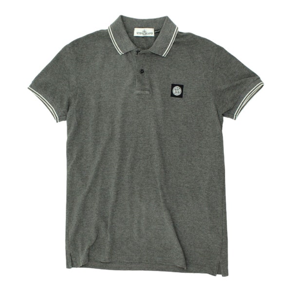 Stone Island Mens Grey Polo Shirt | Vintage Luxury High End Designer Top VTG