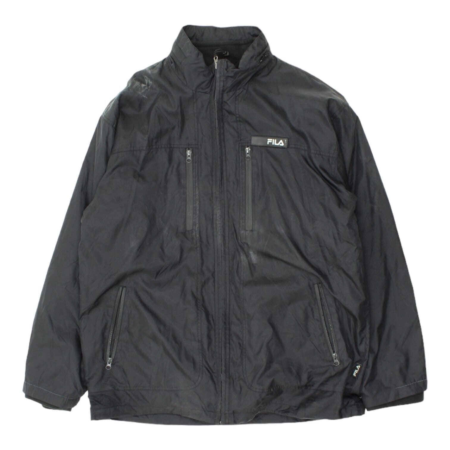Fila Mens Black Windbreaker Jacket Vintage High End Designer Coat VTG