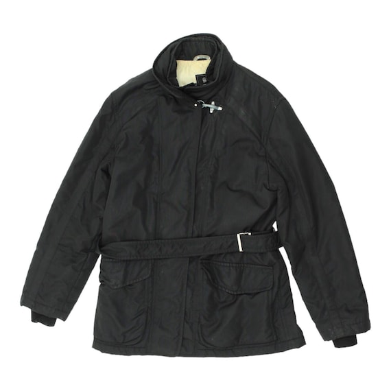 Fay mujer negro doble cuello acolchado abrigo vintage diseñador