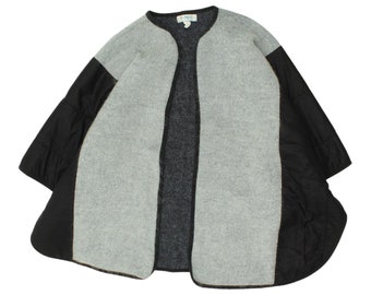 Sambucari donna stile poncho lavorato a maglia grigio/maglieria vintage mantello scialle VTG