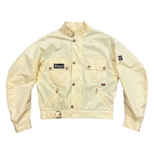 Belstaff Women's Bomber Style Jacket | Vintage High End Designer Coat Cream VTG