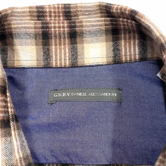 Grey Daniele Alessandrini Flannel Plaid Snap Popp… - image 4