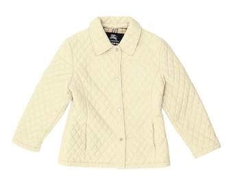 Burberry Girls Beige Quilted Nova Check Lined Coat | Vintage Designer Suit Kids