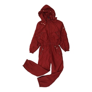 Postkarte Roter Skianzug | Vintage Damen Ski Winter Sportbekleidung Schneeanzug VTG