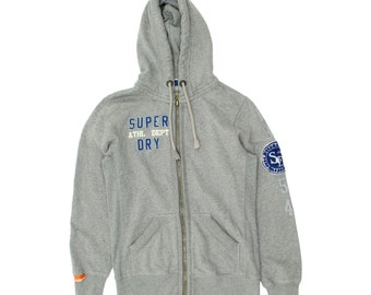 Superdry Athletic Department Mens Grey Full Zip Hoodie | Vintage Designer Hoody