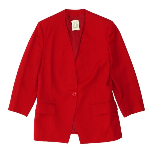 Studio Ferre 0001 Womens Red Collarless Blazer Jacket | Vintage Designer VTG